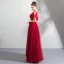Chic / Beautiful Burgundy Prom Dresses With Shawl 2019 A-Line / Princess Scoop Neck Appliques Lace Beading Sash Floor-Length / Long Ruffle Backless Formal Dresses