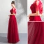 Chic / Beautiful Burgundy Prom Dresses With Shawl 2019 A-Line / Princess Scoop Neck Appliques Lace Beading Sash Floor-Length / Long Ruffle Backless Formal Dresses