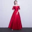 Erschwinglich Rot Abendkleider 2019 A Linie Off Shoulder Kurze Ärmel Perlenstickerei Schleife Stoffgürtel Lange Rüschen Rückenfreies Festliche Kleider
