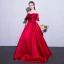 Erschwinglich Rot Abendkleider 2019 A Linie Off Shoulder Kurze Ärmel Perlenstickerei Schleife Stoffgürtel Lange Rüschen Rückenfreies Festliche Kleider