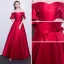 Erschwinglich Rot Abendkleider 2019 A Linie Off Shoulder Kurze Ärmel Perlenstickerei Schleife Stoffgürtel Lange Rüschen Rückenfreies Festliche Kleider