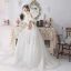 Ivoire Robe De Mariée 2019 Princesse De l'épaule Gonflée Manches Courtes Dos Nu Appliques En Dentelle Cristal Perlage Tribunal Train Volants