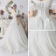 Ivoire Robe De Mariée 2019 Princesse De l'épaule Gonflée Manches Courtes Dos Nu Appliques En Dentelle Cristal Perlage Tribunal Train Volants