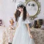 Modest / Simple White See-through Wedding Dresses 2019 A-Line / Princess Scoop Neck Short Sleeve Appliques Lace Cathedral Train Ruffle