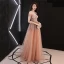 Sexy Orange Prom Dresses 2019 A-Line / Princess Off-The-Shoulder Short Sleeve Glitter Tulle Floor-Length / Long Ruffle Backless Formal Dresses
