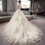 Stunning Champagne Wedding Dresses 2019 Ball Gown Off-The-Shoulder 1/2 Sleeves Backless Appliques Lace Cathedral Train Ruffle