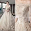 Stunning Champagne Wedding Dresses 2019 Ball Gown Off-The-Shoulder 1/2 Sleeves Backless Appliques Lace Cathedral Train Ruffle