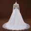 Eleganta Vita Bröllopsklänningar 2018 Prinsessa Urringning Långärmad Halterneck Appliqués Pierced Spets Chapel Train Ruffle