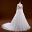 Eleganta Vita Bröllopsklänningar 2018 Prinsessa Urringning Långärmad Halterneck Appliqués Pierced Spets Chapel Train Ruffle