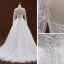 Eleganta Vita Bröllopsklänningar 2018 Prinsessa Urringning Långärmad Halterneck Appliqués Pierced Spets Chapel Train Ruffle