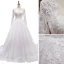 Eleganta Vita Bröllopsklänningar 2018 Prinsessa Urringning Långärmad Halterneck Appliqués Pierced Spets Chapel Train Ruffle