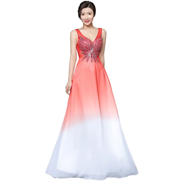 Discount Royal Blue See-through Evening Dresses 2019 A-Line / Princess V-Neck Sleeveless Beading Floor-Length / Long Ruffle Formal Dresses