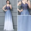 Discount Royal Blue See-through Evening Dresses  2019 A-Line / Princess V-Neck Sleeveless Beading Floor-Length / Long Ruffle Formal Dresses