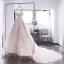 Luxury / Gorgeous Champagne Wedding Dresses 2019 Ball Gown Off-The-Shoulder Short Sleeve Backless Appliques Lace Pearl Rhinestone Glitter Sequins Cathedral Train Ruffle