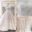 Luxury / Gorgeous Champagne Wedding Dresses 2019 Ball Gown Off-The-Shoulder Short Sleeve Backless Appliques Lace Pearl Rhinestone Glitter Sequins Cathedral Train Ruffle