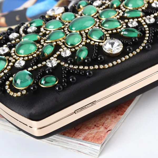 Vintage / Originale Noire Faux Diamant Cocktail Pochette 2023