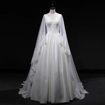 Vintage Originale Ivoire Robe De Mariée 2019 Princesse V Cou Sans Manches Dos Nu Appliques En Dentelle Perle Perlage Watteau Train Volants