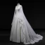 Vintage / Retro Ivory Wedding Dresses 2019 A-Line / Princess V-Neck Sleeveless Backless Appliques Lace Pearl Beading Watteau Train Ruffle