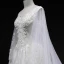 Vintage / Retro Ivory Wedding Dresses 2019 A-Line / Princess V-Neck Sleeveless Backless Appliques Lace Pearl Beading Watteau Train Ruffle
