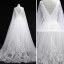 Vintage / Retro Ivory Wedding Dresses 2019 A-Line / Princess V-Neck Sleeveless Backless Appliques Lace Pearl Beading Watteau Train Ruffle
