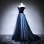Schöne Marineblau Abendkleider 2018 A Linie Off Shoulder Kurze Ärmel Stoffgürtel Star Perlenstickerei Sweep / Pinsel Zug Rüschen Rückenfreies Festliche Kleider