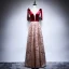 Sexy Burgundy Evening Dresses  2018 A-Line / Princess See-through Scoop Neck Sleeveless Beading Sash Gold Embroidered Floor-Length / Long Ruffle Backless Formal Dresses