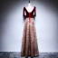Sexy Burgundy Evening Dresses  2018 A-Line / Princess See-through Scoop Neck Sleeveless Beading Sash Gold Embroidered Floor-Length / Long Ruffle Backless Formal Dresses
