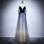 Sexy Bleu Marine Dégradé De Couleur Champagne Robe De Soirée 2018 Princesse Bretelles Spaghetti Sans Manches Longue Volants Dos Nu Robe De Ceremonie