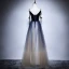 Sexy Bleu Marine Dégradé De Couleur Champagne Robe De Soirée 2018 Princesse Bretelles Spaghetti Sans Manches Longue Volants Dos Nu Robe De Ceremonie