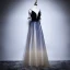 Sexy Bleu Marine Dégradé De Couleur Champagne Robe De Soirée 2018 Princesse Bretelles Spaghetti Sans Manches Longue Volants Dos Nu Robe De Ceremonie