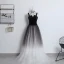 Modern / Fashion Black Gradient-Color Ivory Prom Dresses 2018 A-Line / Princess Shoulders Sleeveless Floor-Length / Long Ruffle Backless Formal Dresses