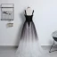 Modern / Fashion Black Gradient-Color Ivory Prom Dresses 2018 A-Line / Princess Shoulders Sleeveless Floor-Length / Long Ruffle Backless Formal Dresses