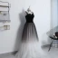 Modern / Fashion Black Gradient-Color Ivory Prom Dresses 2018 A-Line / Princess Shoulders Sleeveless Floor-Length / Long Ruffle Backless Formal Dresses
