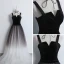 Modern / Fashion Black Gradient-Color Ivory Prom Dresses 2018 A-Line / Princess Shoulders Sleeveless Floor-Length / Long Ruffle Backless Formal Dresses