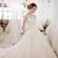 Romantique Champagne Transparentes Robe De Mariée 2018 Robe Boule Encolure Dégagée Sans Manches Dos Nu Appliques En Dentelle Glitter Perlage Cathedral Train Volants
