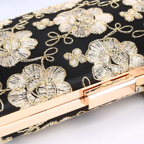 Vintage / Retro Black Cocktail Party Embroidered Clutch Bags 2023