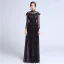 Elegant Black Lace Evening Dresses  2018 A-Line / Princess High Neck Long Sleeve Beading Sash Floor-Length / Long Pleated Formal Dresses