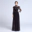 Elegant Black Lace Evening Dresses  2018 A-Line / Princess High Neck Long Sleeve Beading Sash Floor-Length / Long Pleated Formal Dresses