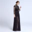Elegant Black Lace Evening Dresses  2018 A-Line / Princess High Neck Long Sleeve Beading Sash Floor-Length / Long Pleated Formal Dresses