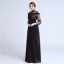 Elegant Black Lace Evening Dresses  2018 A-Line / Princess High Neck Long Sleeve Beading Sash Floor-Length / Long Pleated Formal Dresses