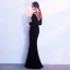Modern / Fashion Burgundy Suede Evening Dresses  2017 Trumpet / Mermaid Scoop Neck Long Sleeve Beading Rhinestone Floor-Length / Long Pierced Formal Dresses