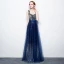 Scintillantes Ciel étoilé Argenté Bleu Roi Paillettes Robe De Soirée 2017 Princesse Bretelles Spaghetti Sans Manches Longue Dos Nu Robe De Ceremonie