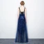 Scintillantes Ciel étoilé Argenté Bleu Roi Paillettes Robe De Soirée 2017 Princesse Bretelles Spaghetti Sans Manches Longue Dos Nu Robe De Ceremonie