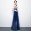Scintillantes Ciel étoilé Argenté Bleu Roi Paillettes Robe De Soirée 2017 Princesse Bretelles Spaghetti Sans Manches Longue Dos Nu Robe De Ceremonie