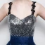 Scintillantes Ciel étoilé Argenté Bleu Roi Paillettes Robe De Soirée 2017 Princesse Bretelles Spaghetti Sans Manches Longue Dos Nu Robe De Ceremonie