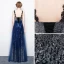 Scintillantes Ciel étoilé Argenté Bleu Roi Paillettes Robe De Soirée 2017 Princesse Bretelles Spaghetti Sans Manches Longue Dos Nu Robe De Ceremonie