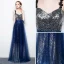 Scintillantes Ciel étoilé Argenté Bleu Roi Paillettes Robe De Soirée 2017 Princesse Bretelles Spaghetti Sans Manches Longue Dos Nu Robe De Ceremonie