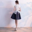Affordable Chinese style Graduation Dresses 2017 Lace Appliques High Neck Sleeveless White Navy Blue Short Ball Gown