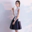 Affordable Chinese style Graduation Dresses 2017 Lace Appliques High Neck Sleeveless White Navy Blue Short Ball Gown