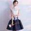 Affordable Chinese style Graduation Dresses 2017 Lace Appliques High Neck Sleeveless White Navy Blue Short Ball Gown